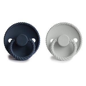 FRIGG Rope - Round Silicone 2-Pack Pacifiers - Silver gray/Dark Navy - Size 1